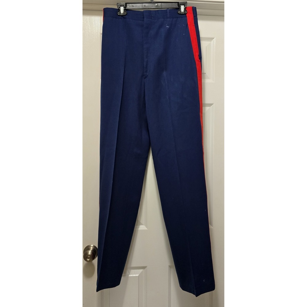 VTG 1972 USMC NCO Dress Blue Trousers 1 1/8" Blood Stripe Altered 32 X 35 ACTUAL